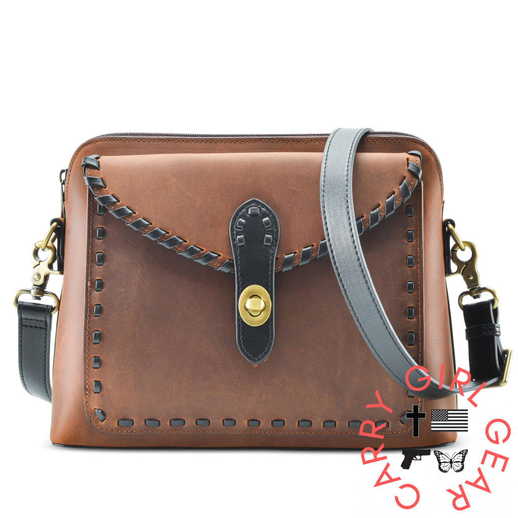 Concealed Carry Evelyn Leather Crossbody By Lady Conceal Distressed Brown Bags