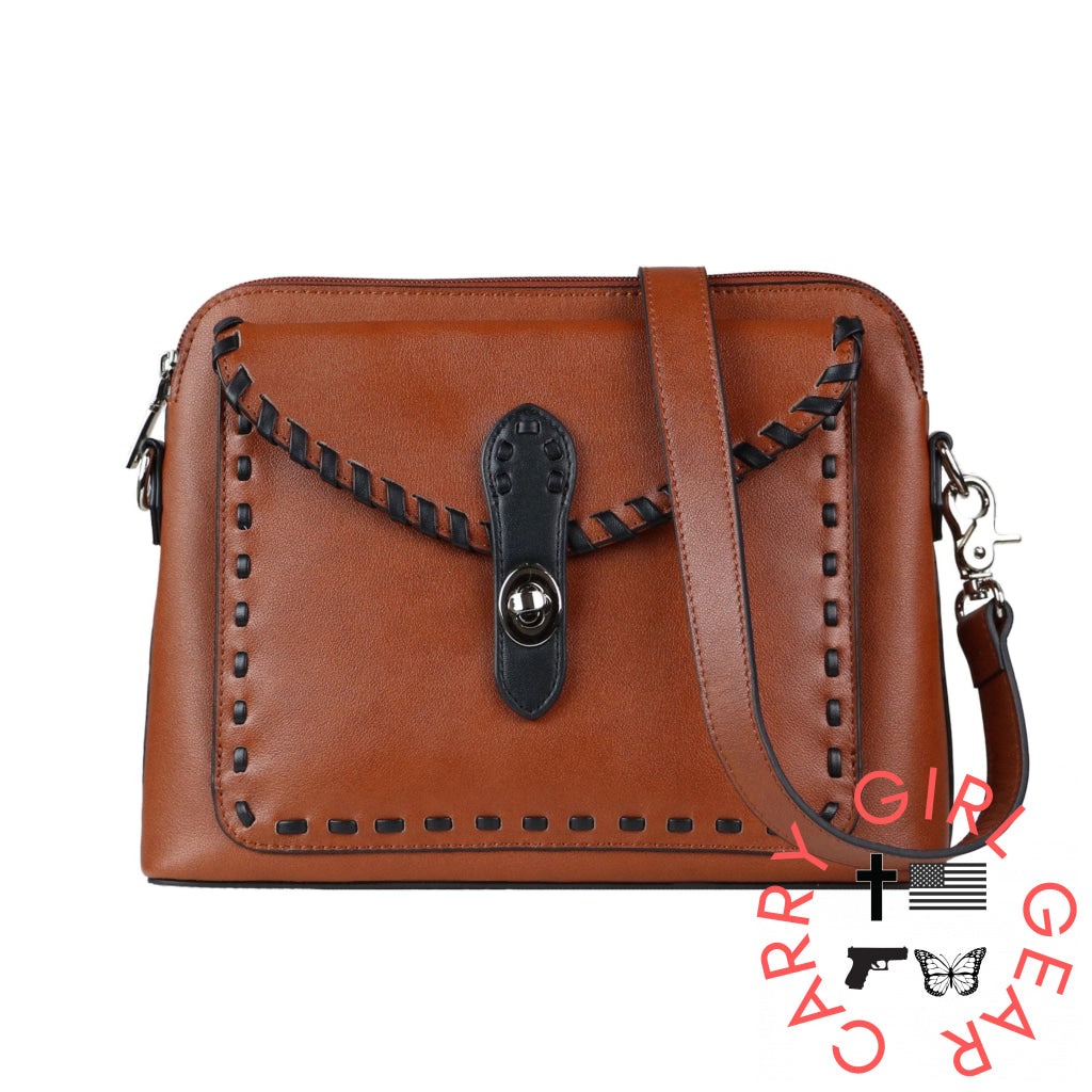 Concealed Carry Evelyn Leather Crossbody By Lady Conceal Mahogany Bags