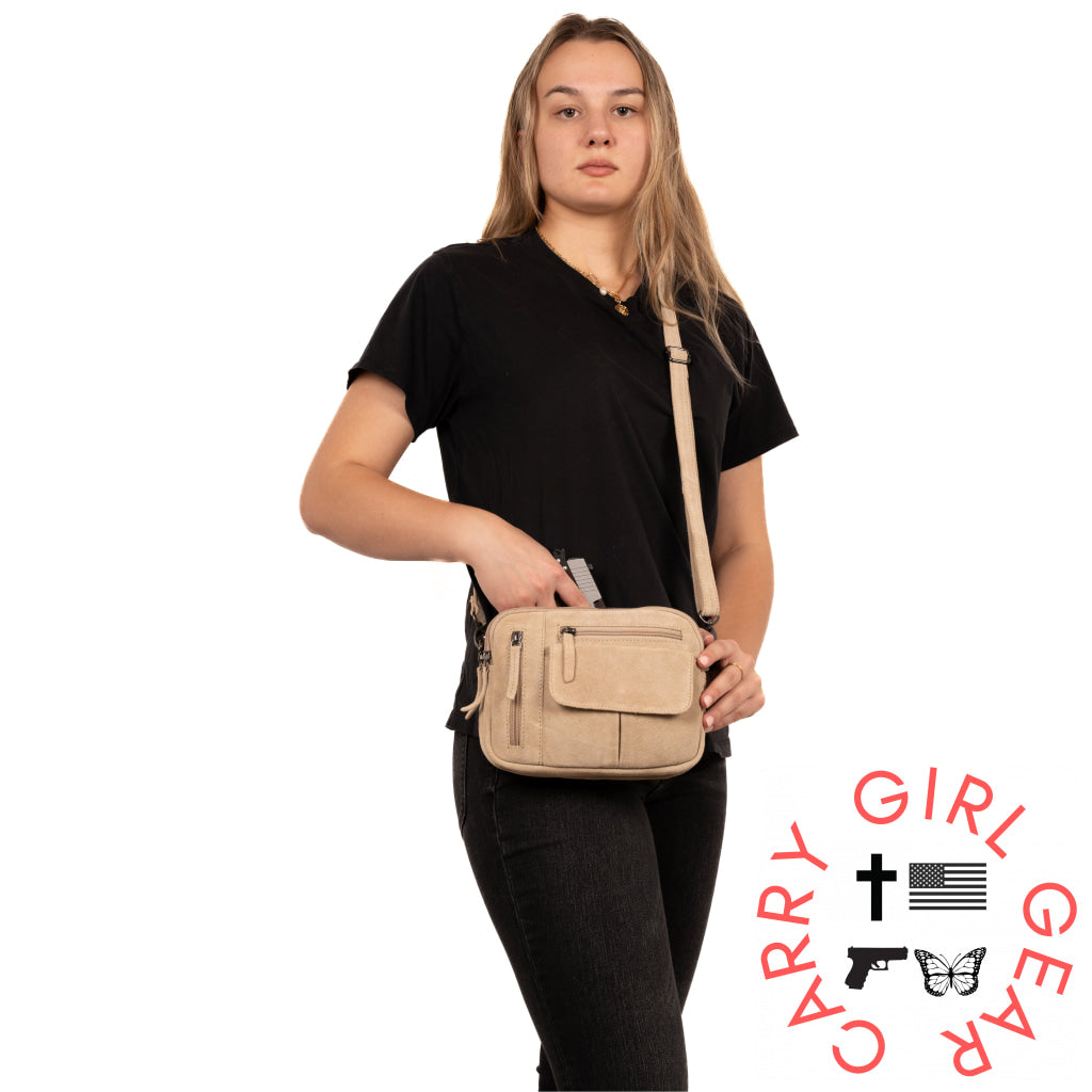 Concealed Carry Hadley Suede Crossbody By Lady Conceal Bags