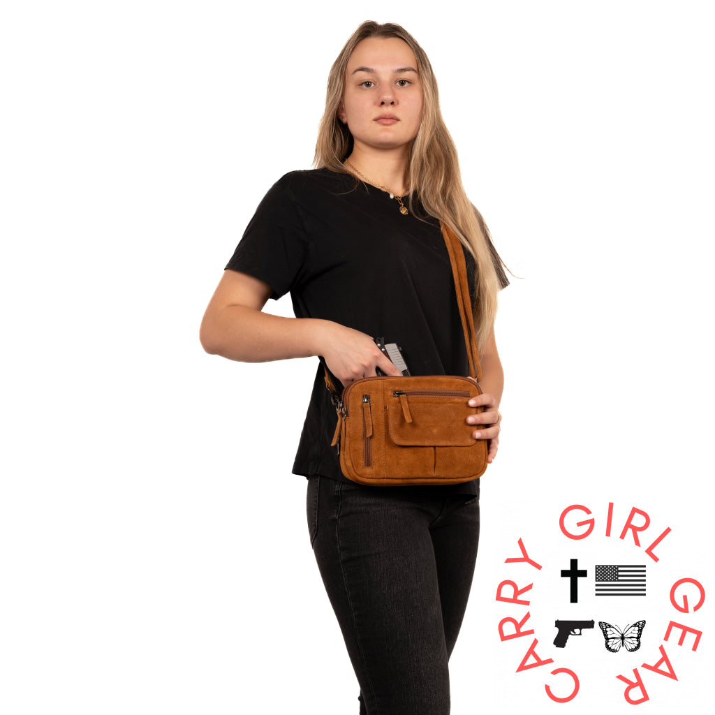 Concealed Carry Hadley Suede Crossbody By Lady Conceal Bags