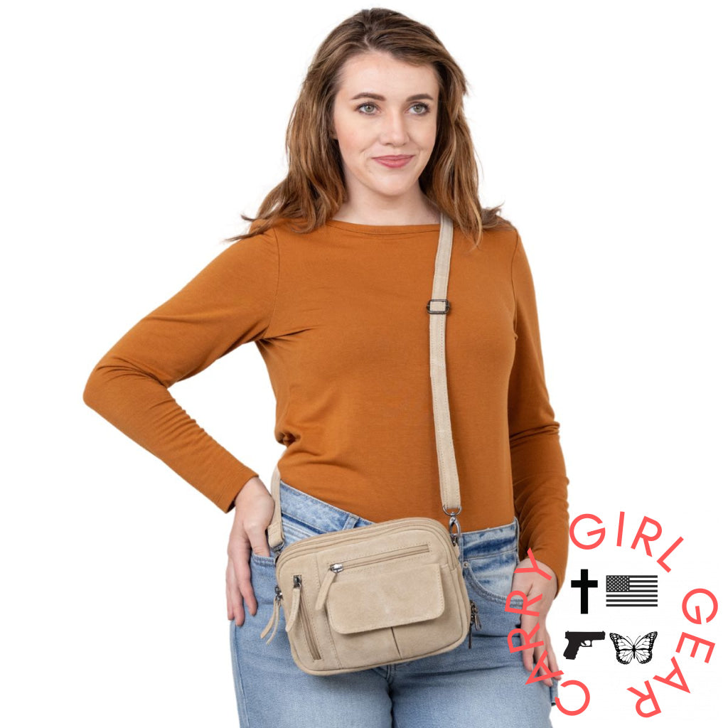 Concealed Carry Hadley Suede Crossbody By Lady Conceal Bags