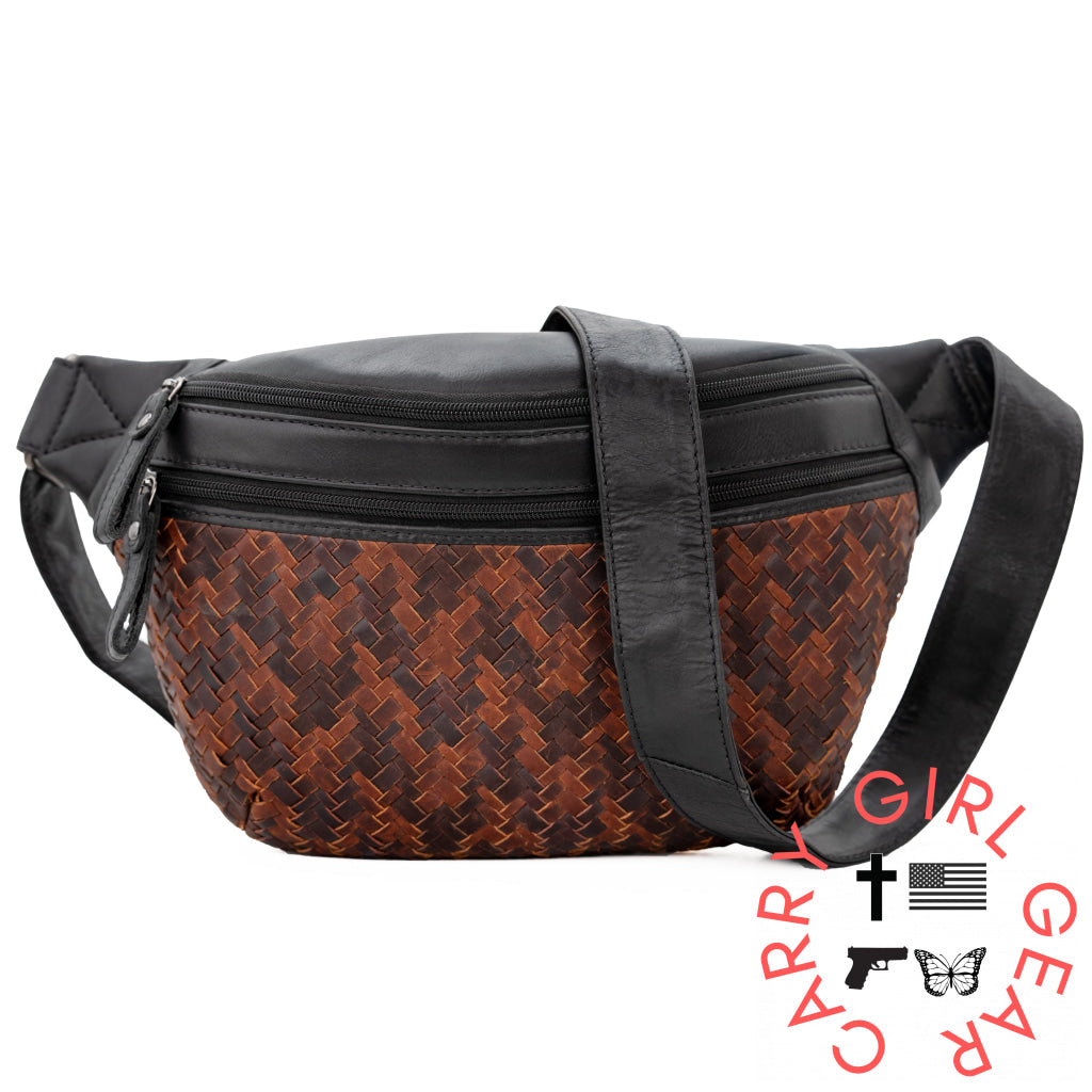 Concealed Carry Haisley Woven Magnetic Leather Sling by Lady Conceal