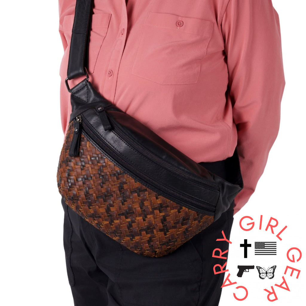 Concealed Carry Haisley Woven Magnetic Leather Sling by Lady Conceal