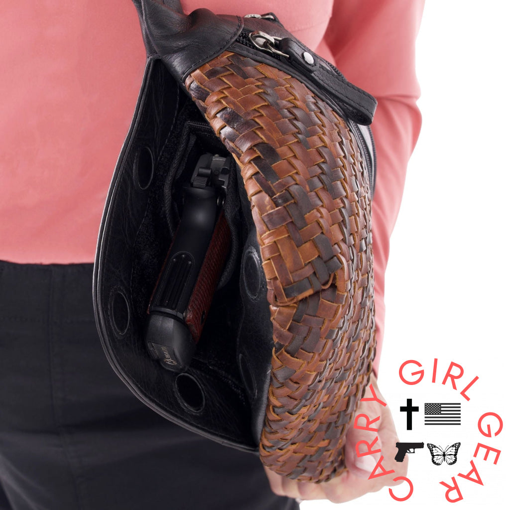 Concealed Carry Haisley Woven Magnetic Leather Sling by Lady Conceal