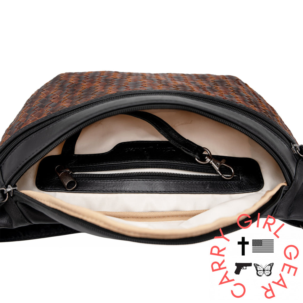 Concealed Carry Haisley Woven Magnetic Leather Sling by Lady Conceal