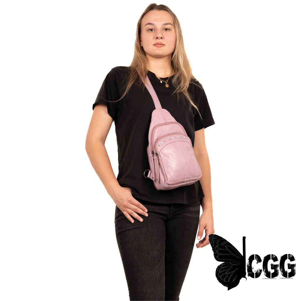 Concealed Carry Haven Sling Leather Backpack By Lady Conceal