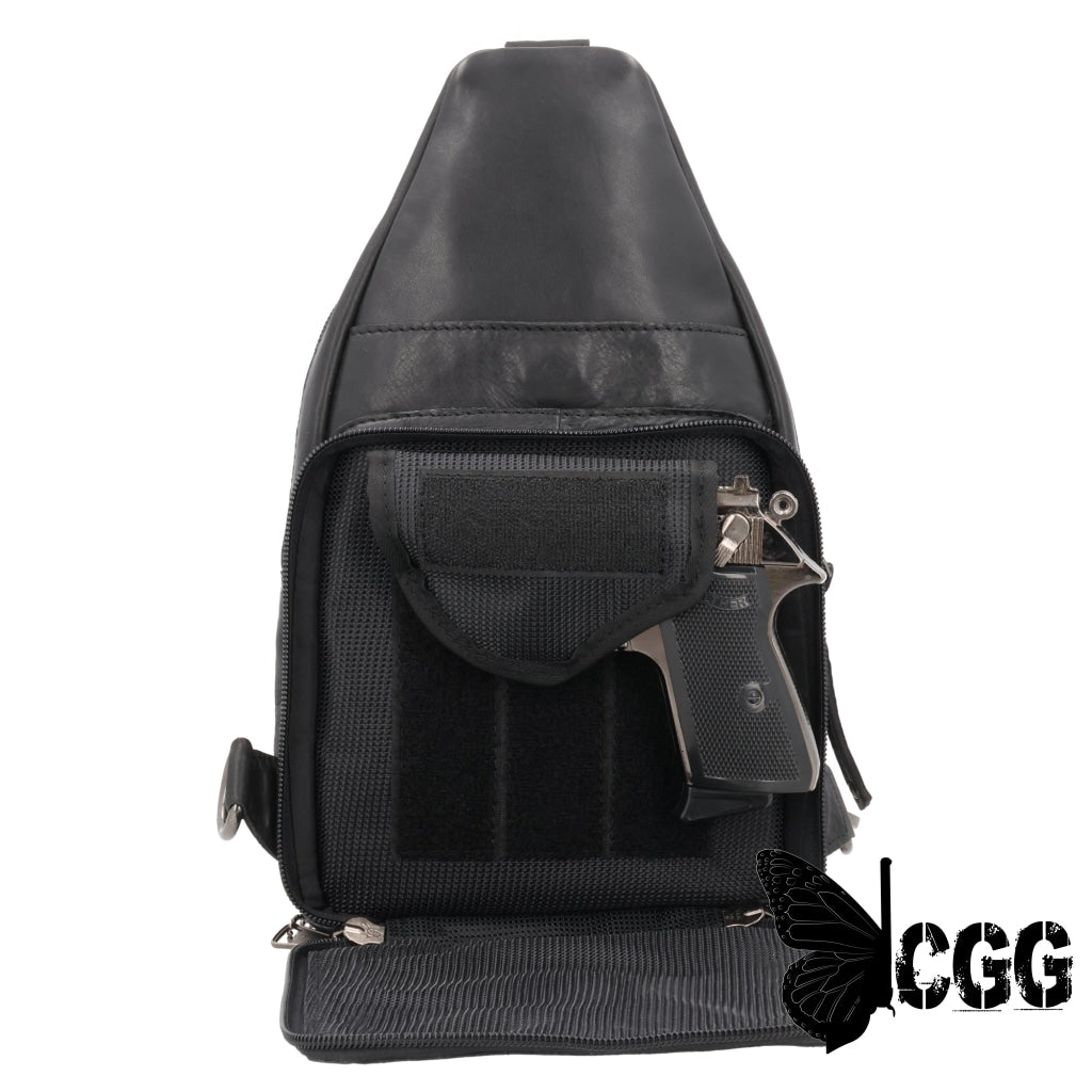 Concealed Carry Haven Sling Leather Backpack By Lady Conceal