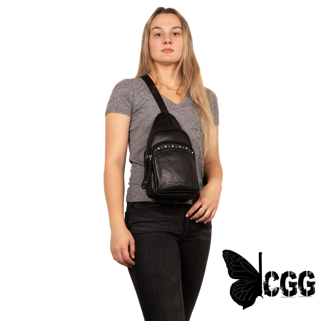 Concealed Carry Haven Sling Leather Backpack By Lady Conceal