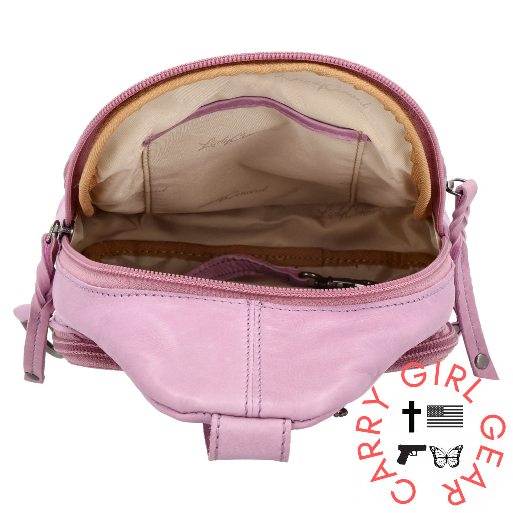 Concealed Carry Haven Sling Leather Backpack By Lady Conceal
