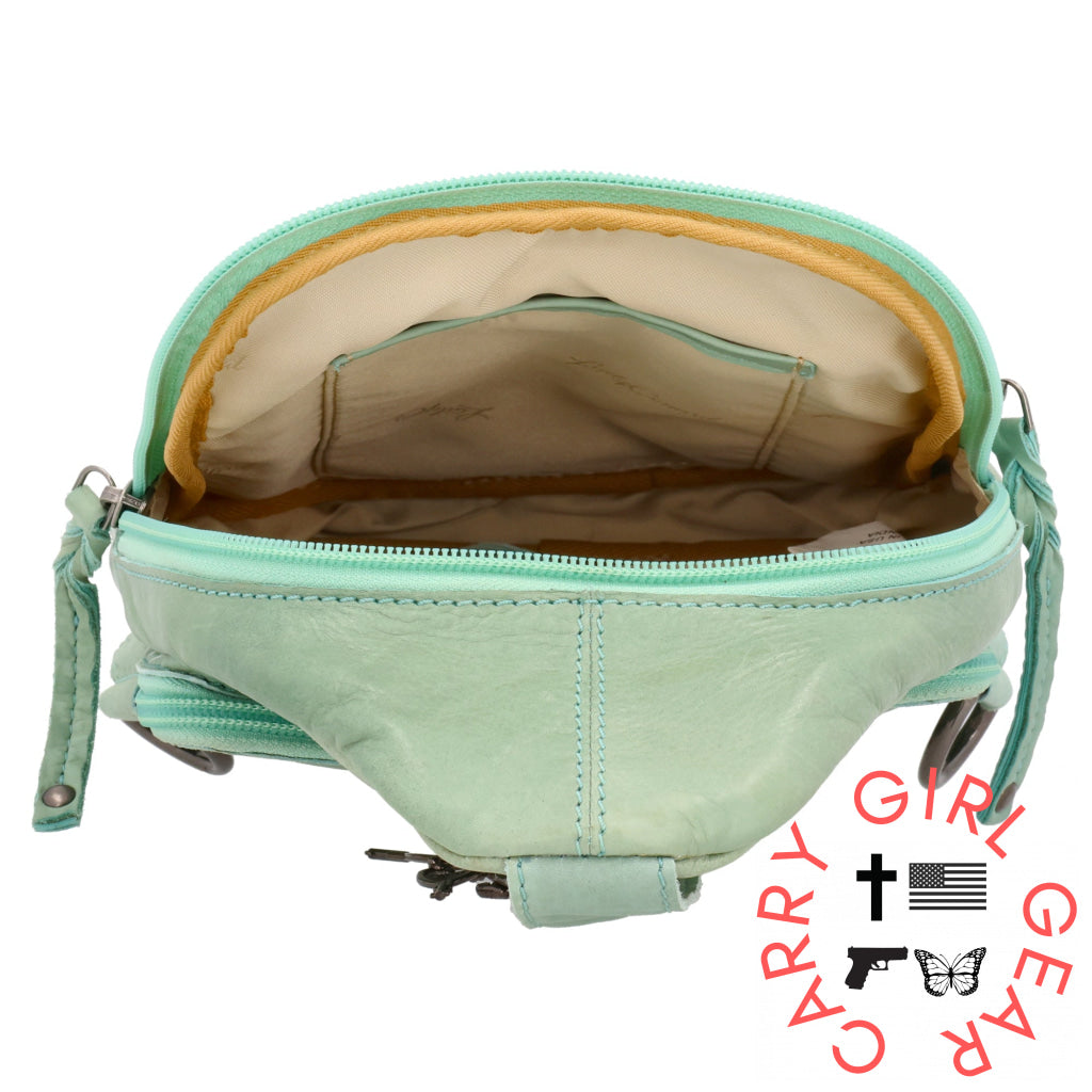 Concealed Carry Haven Sling Leather Backpack By Lady Conceal