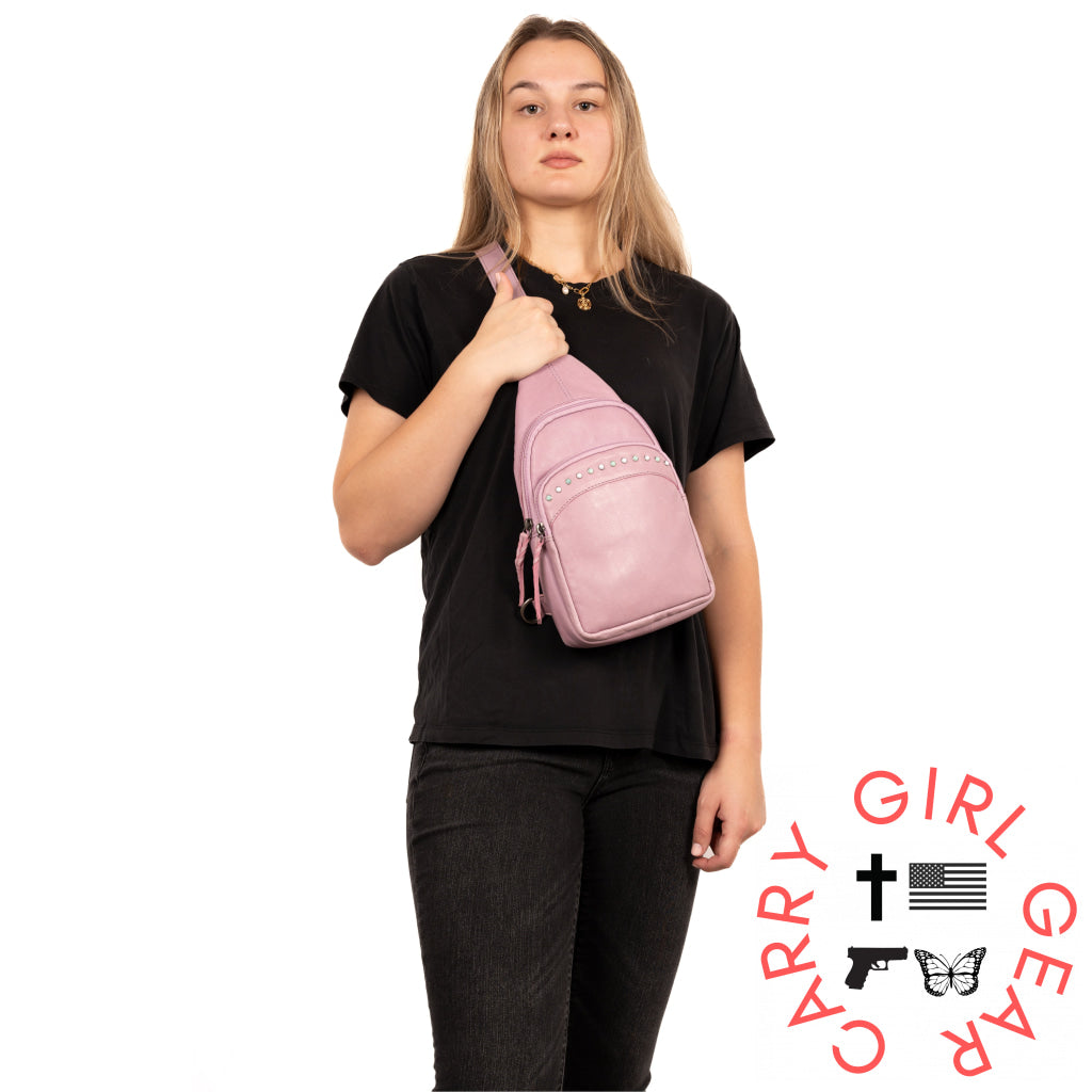 Concealed Carry Haven Sling Leather Backpack By Lady Conceal