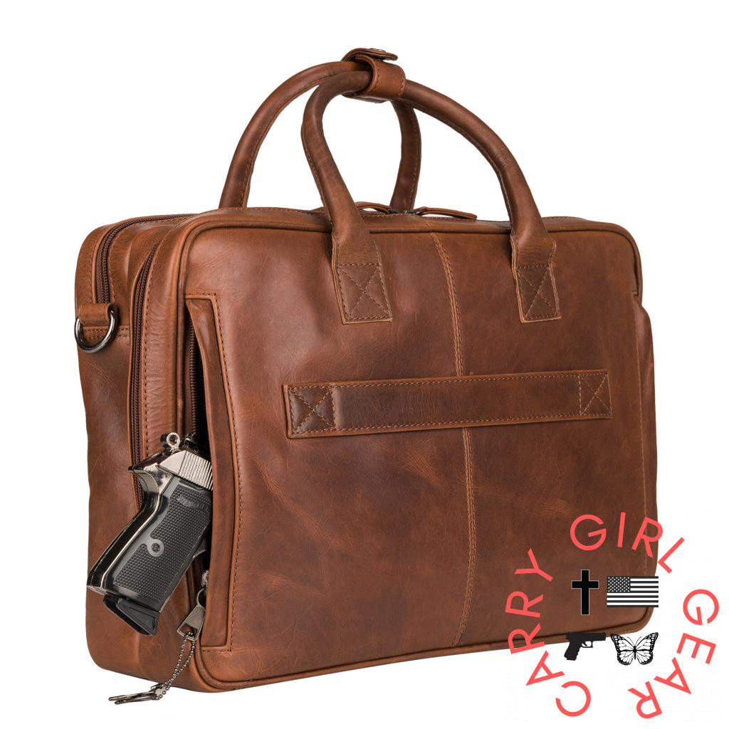 Concealed Carry Hayden Leather Computer Briefcase With Rfid Organizer