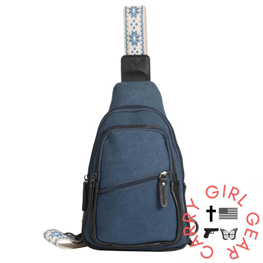 Concealed Carry Indie Canvas Sling by DS Conceal Blue Canvas