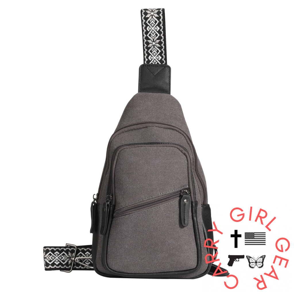 Concealed Carry Indie Canvas Sling by DS Conceal Gray Canvas