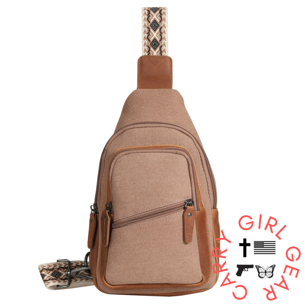 Concealed Carry Indie Canvas Sling by DS Conceal Tan Canvas