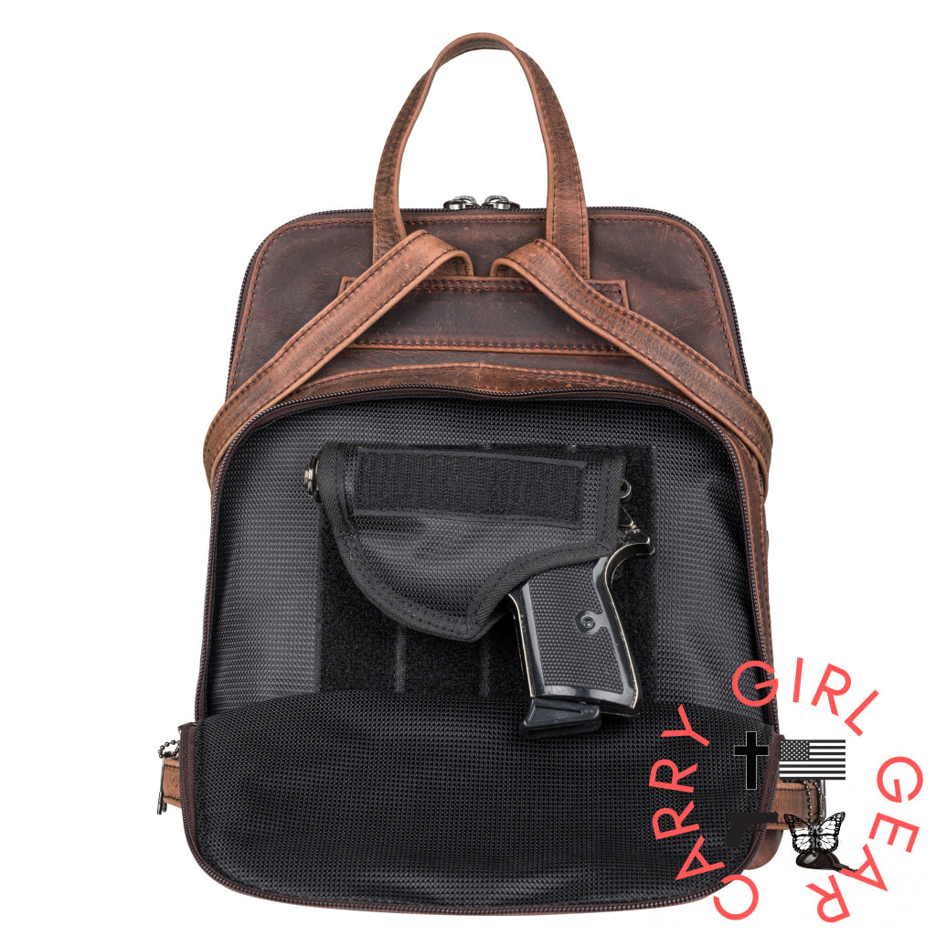 Concealed Carry Jayden Leather Backpack By Lady Conceal Backpacks