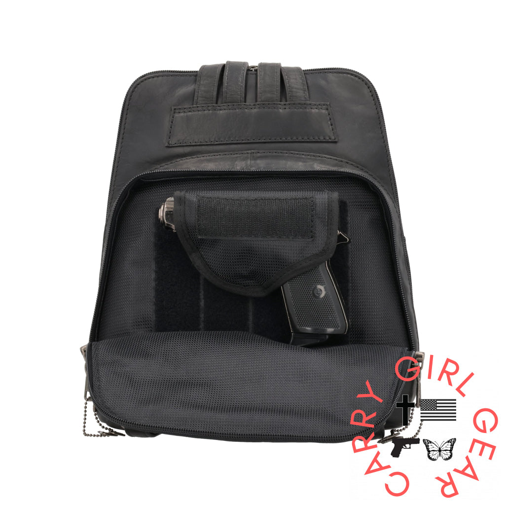 Concealed Carry Jayden Leather Backpack By Lady Conceal Backpacks