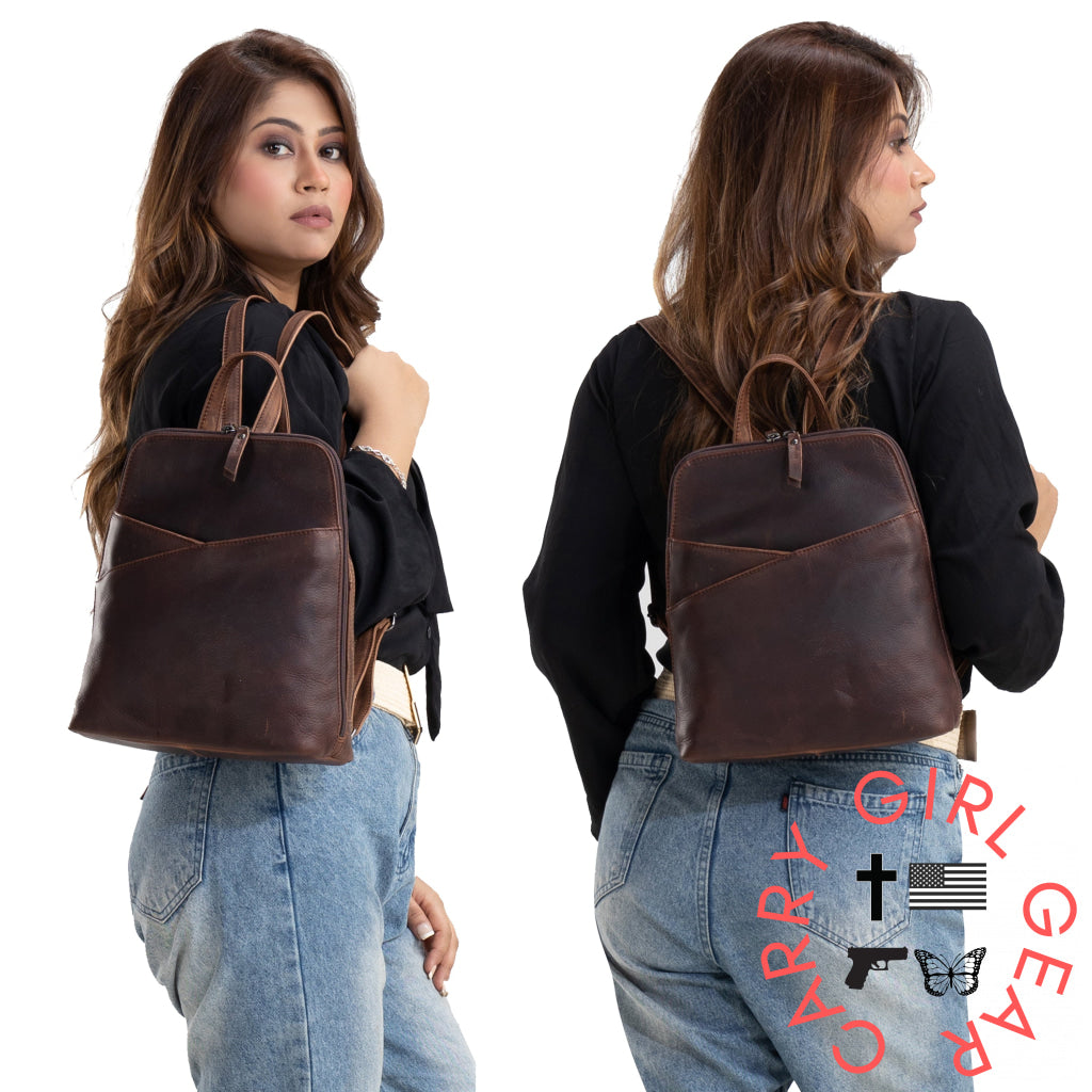 Concealed Carry Jayden Leather Backpack By Lady Conceal Backpacks