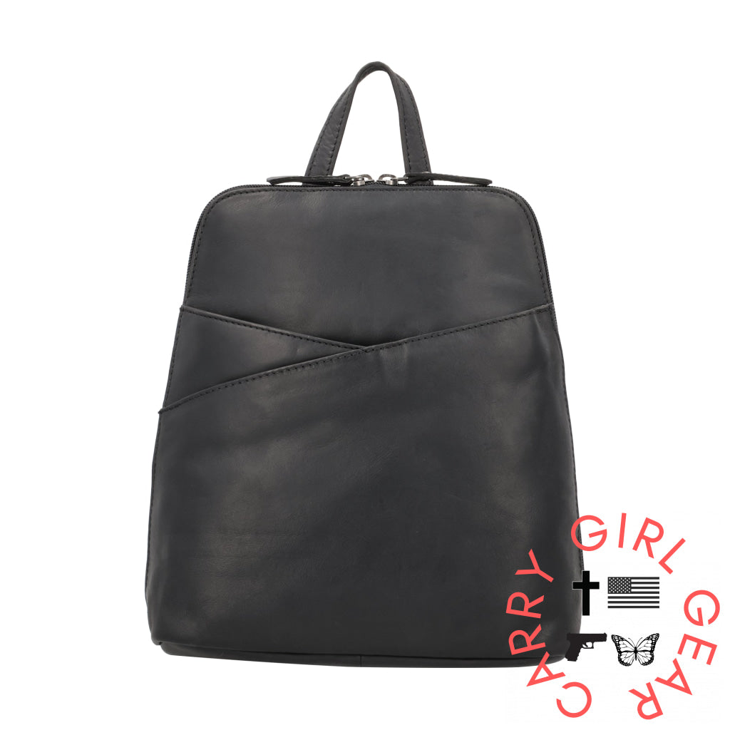 Concealed Carry Jayden Leather Backpack By Lady Conceal Black Backpacks