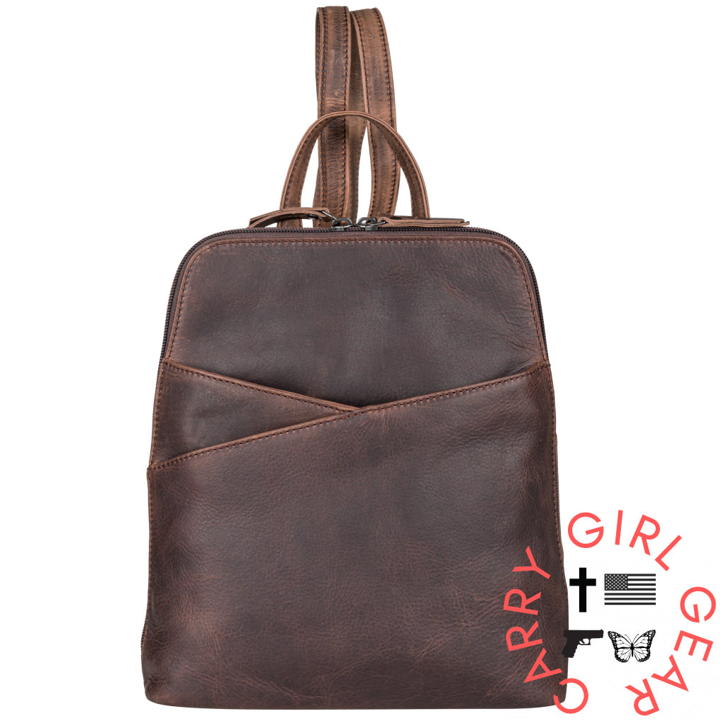 Concealed Carry Jayden Leather Backpack By Lady Conceal Dark Brown Backpacks