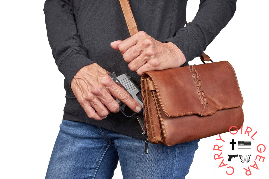 Concealed Carry Jolene Leather Crossbody Organizer By Lady Conceal Bags