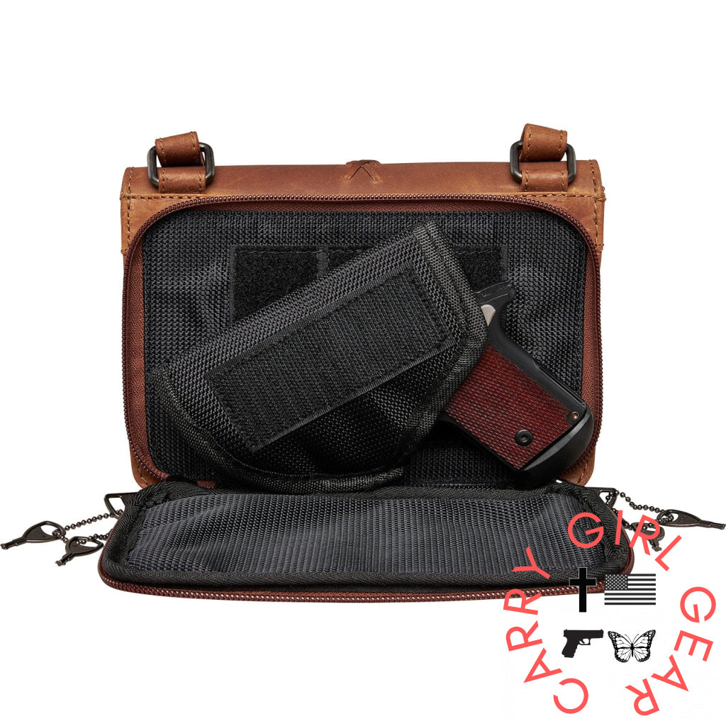 Concealed Carry Jolene Leather Crossbody Organizer By Lady Conceal Bags