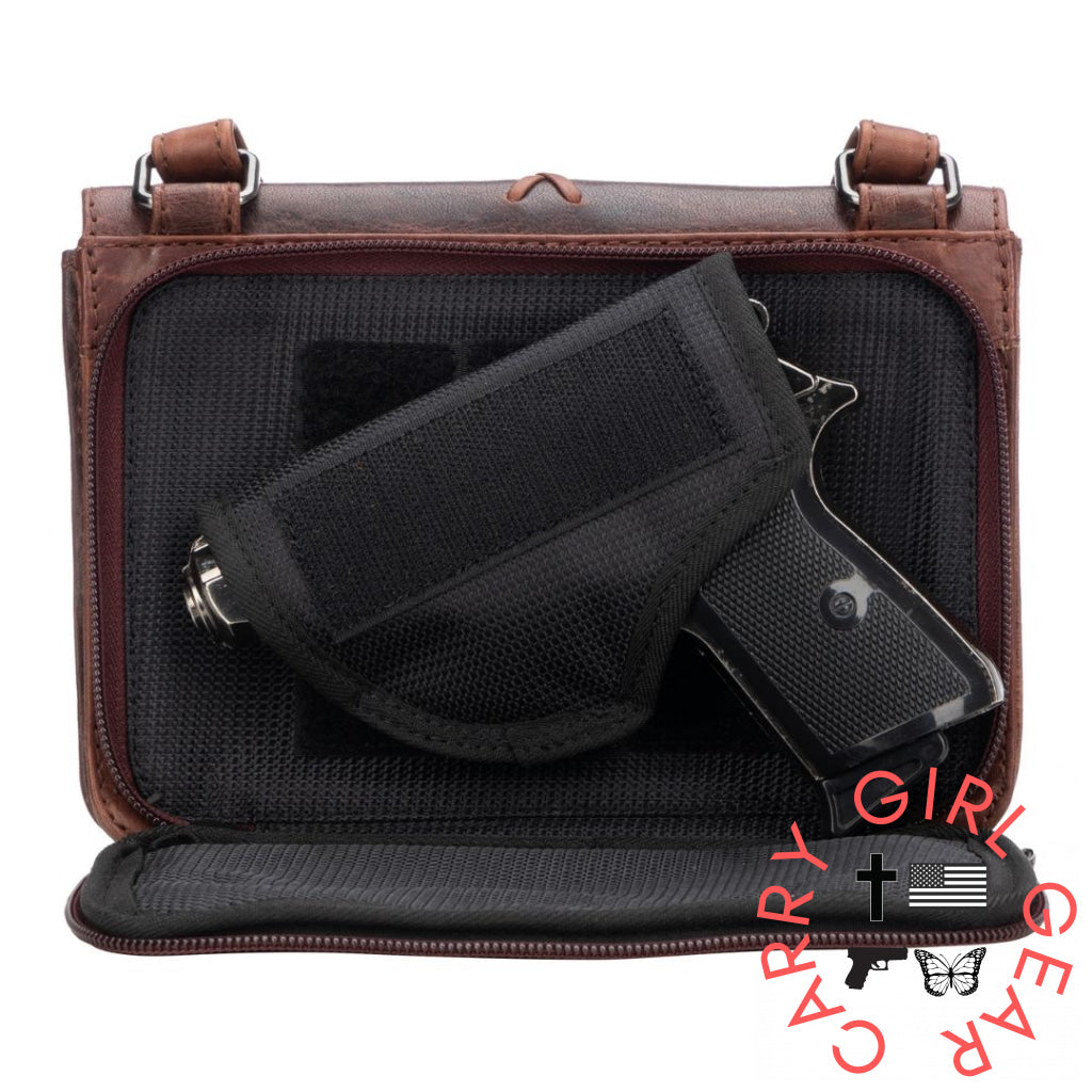 Concealed Carry Jolene Leather Crossbody Organizer By Lady Conceal Bags
