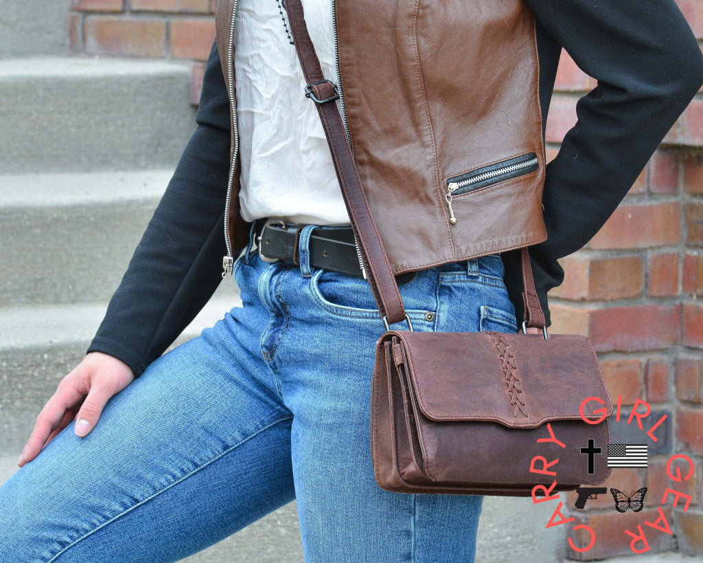 Concealed Carry Jolene Leather Crossbody Organizer By Lady Conceal Bags