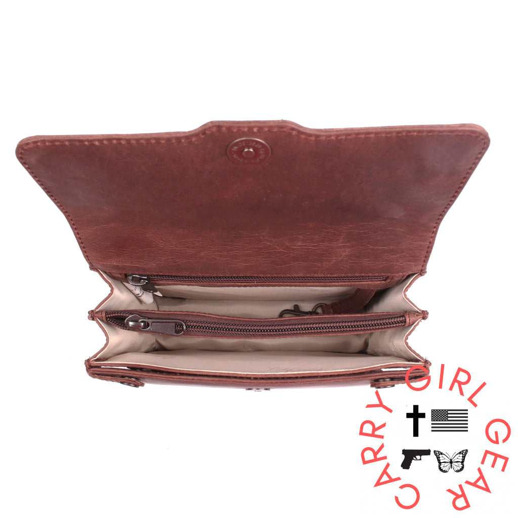 Concealed Carry Jolene Leather Crossbody Organizer By Lady Conceal Bags