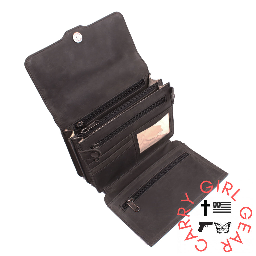 Concealed Carry Jolene Leather Crossbody Organizer By Lady Conceal Bags