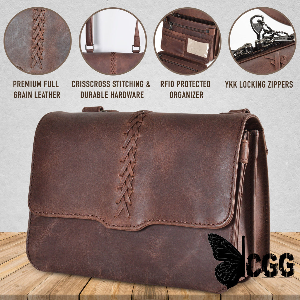 Concealed Carry Jolene Leather Crossbody Organizer By Lady Conceal Bags