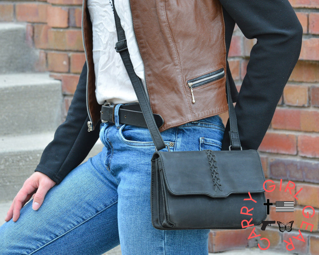 Concealed Carry Jolene Leather Crossbody Organizer By Lady Conceal Bags