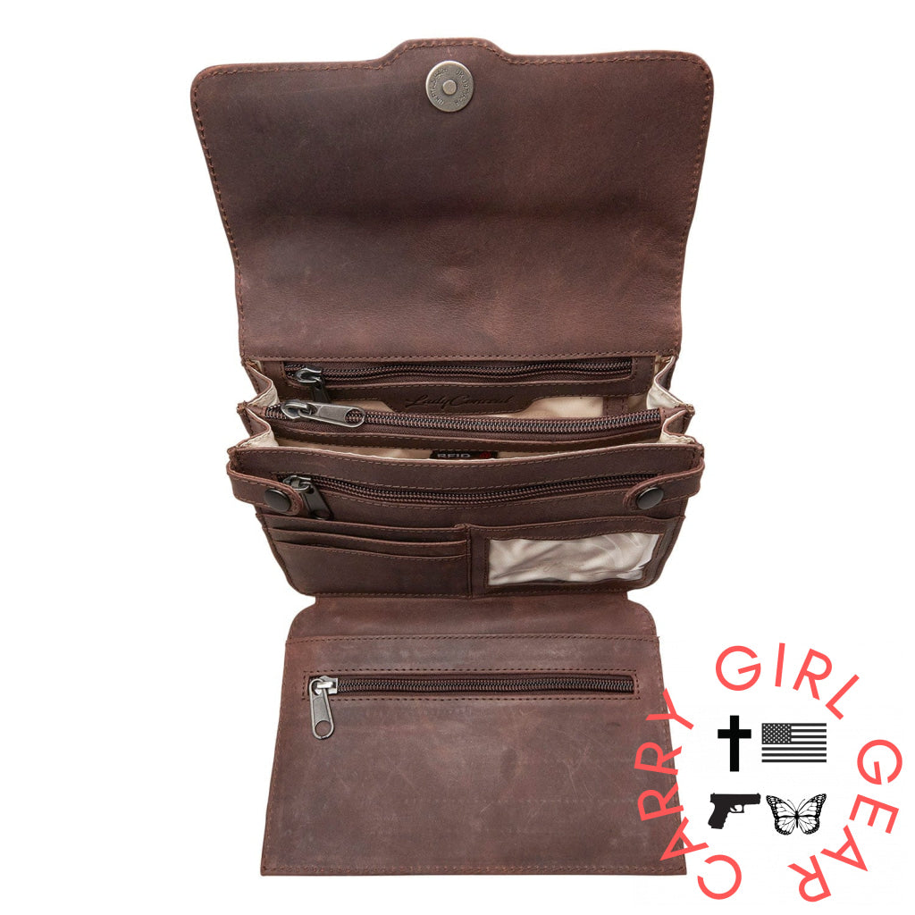 Concealed Carry Jolene Leather Crossbody Organizer By Lady Conceal Bags