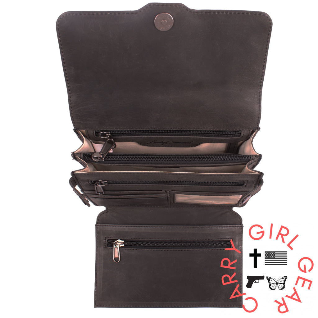 Concealed Carry Jolene Leather Crossbody Organizer By Lady Conceal Bags