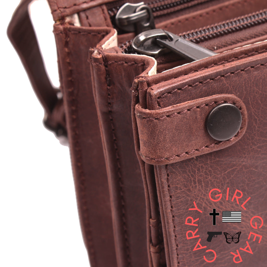 Concealed Carry Jolene Leather Crossbody Organizer By Lady Conceal Bags