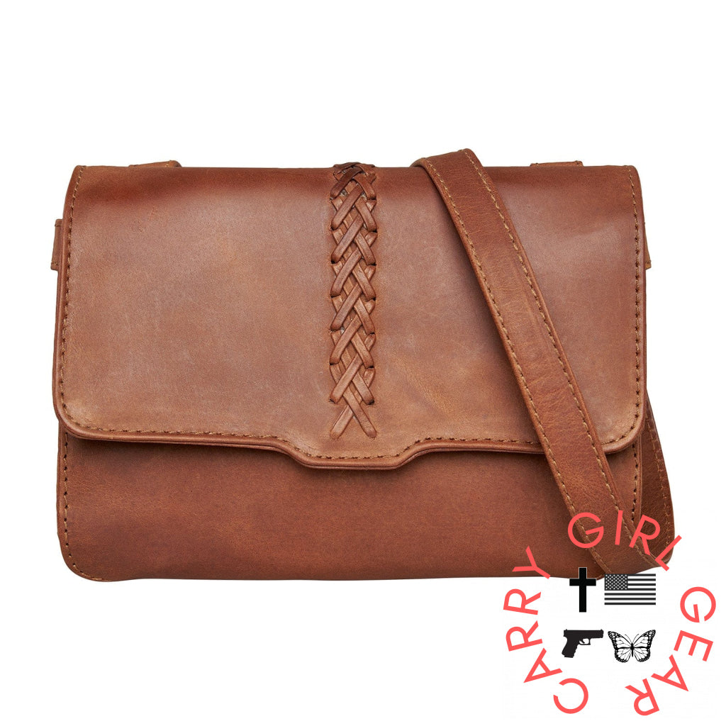 Concealed Carry Jolene Leather Crossbody Organizer By Lady Conceal Cognac Bags