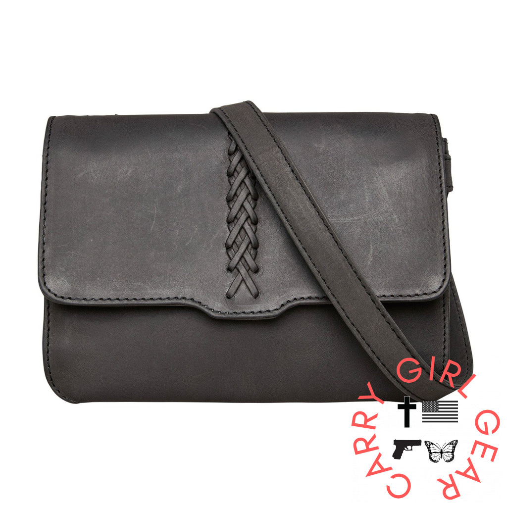 Concealed Carry Jolene Leather Crossbody Organizer By Lady Conceal Dusty Black Bags