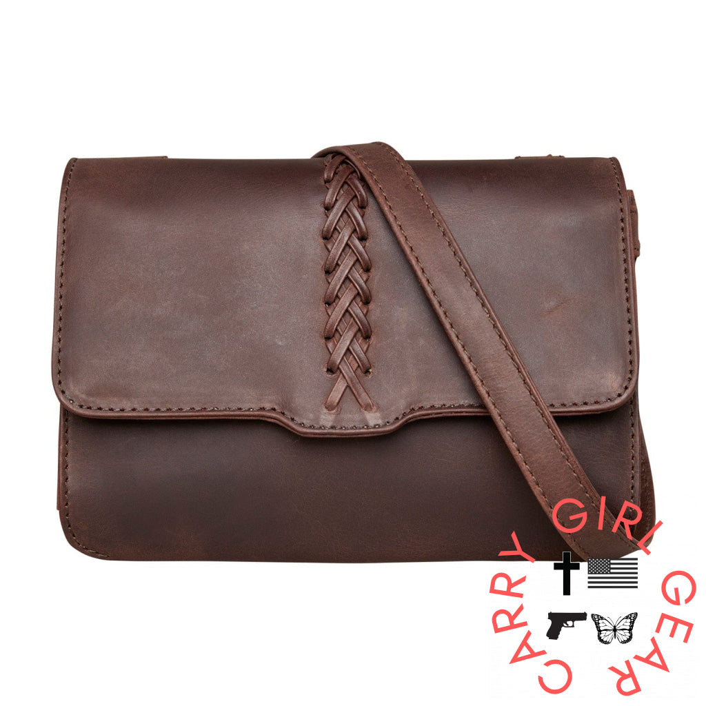Concealed Carry Jolene Leather Crossbody Organizer By Lady Conceal Mahogany Bags