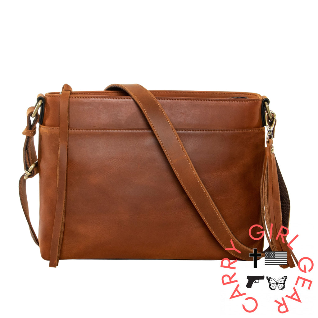Concealed Carry Josie Leather Crossbody By Lady Conceal Distressed Brown Bags