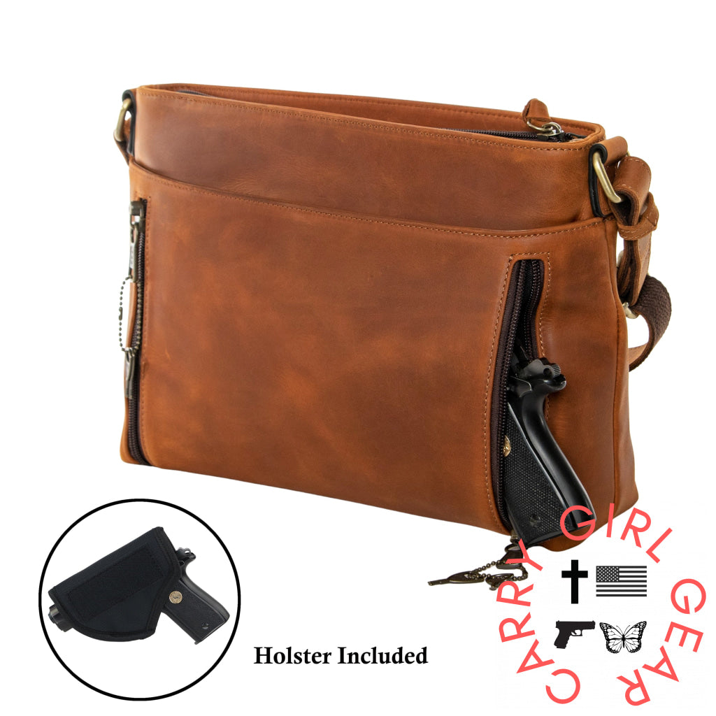 Concealed Carry Josie Leather Crossbody By Lady Conceal Bags