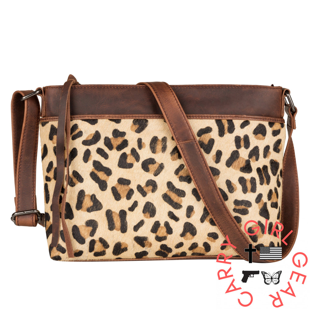 Concealed Carry Josie Leather Crossbody By Lady Conceal Indian Leopard/Dark Brown Bags
