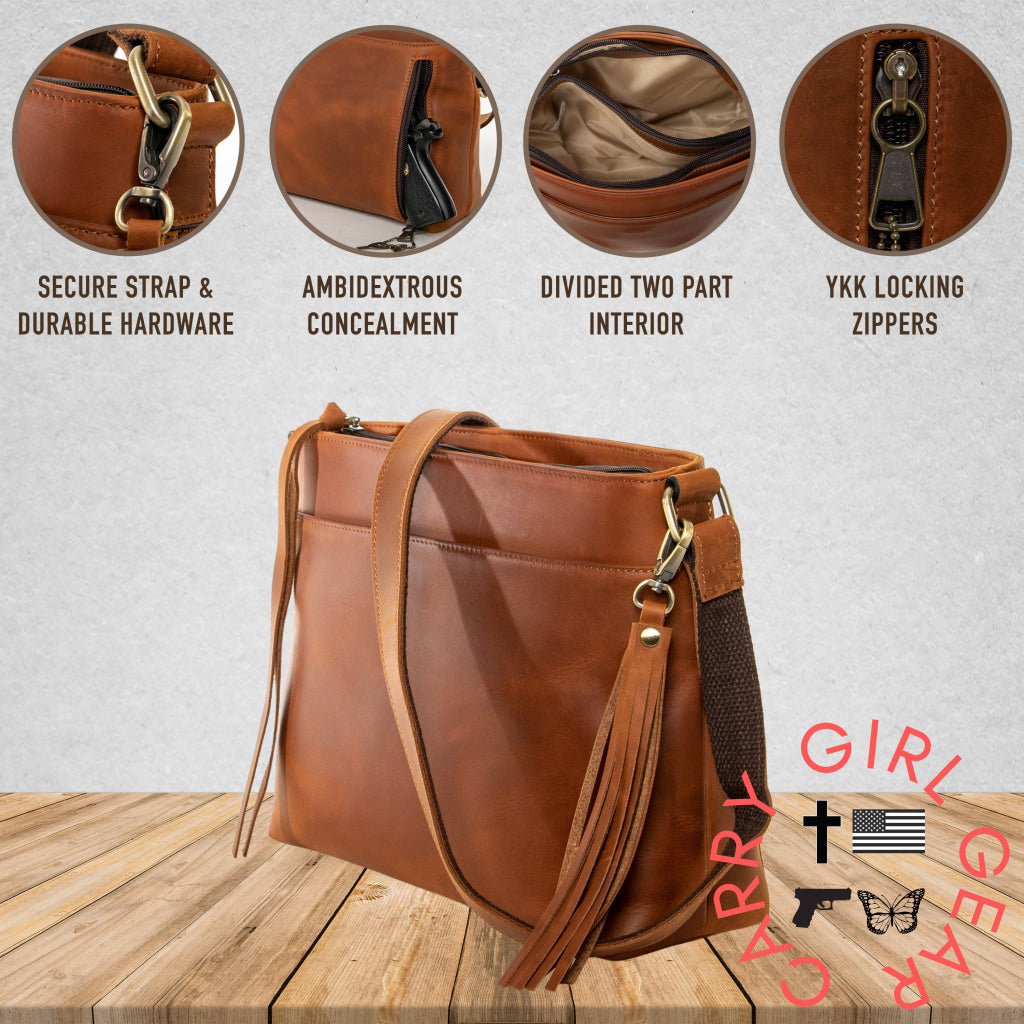 Concealed Carry Josie Leather Crossbody By Lady Conceal Bags