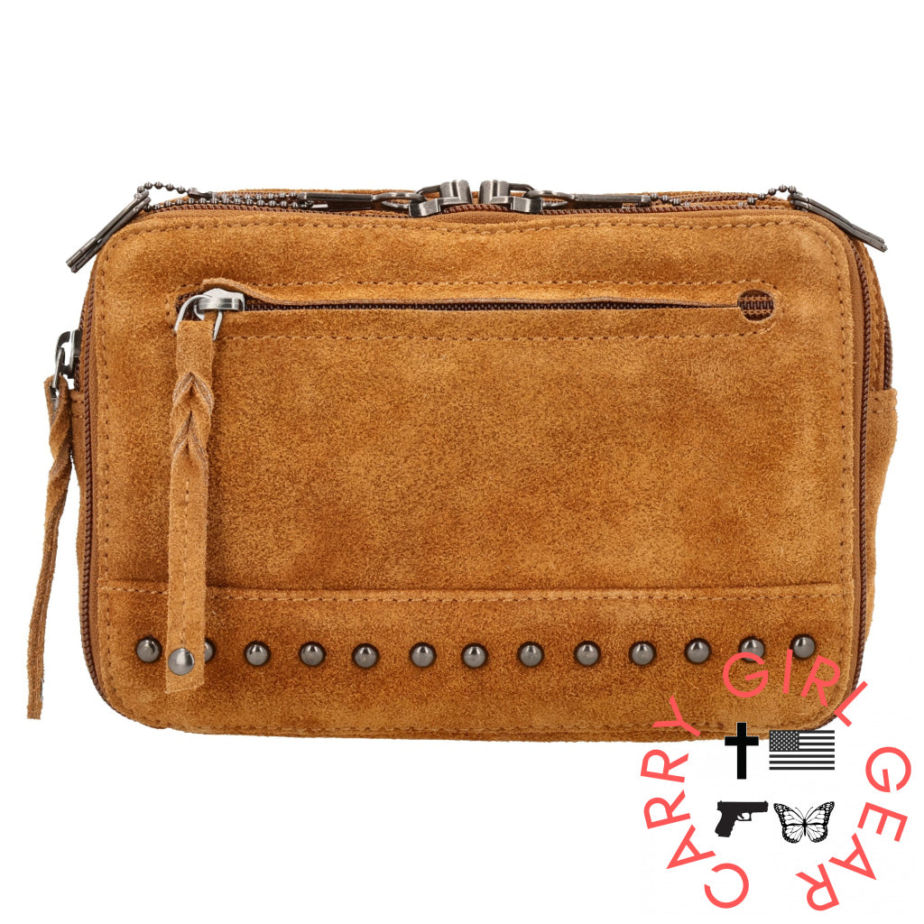 Concealed Carry Kailey Leather Purse Pack By Lady Conceal Chestnut Suede Fanny Packs