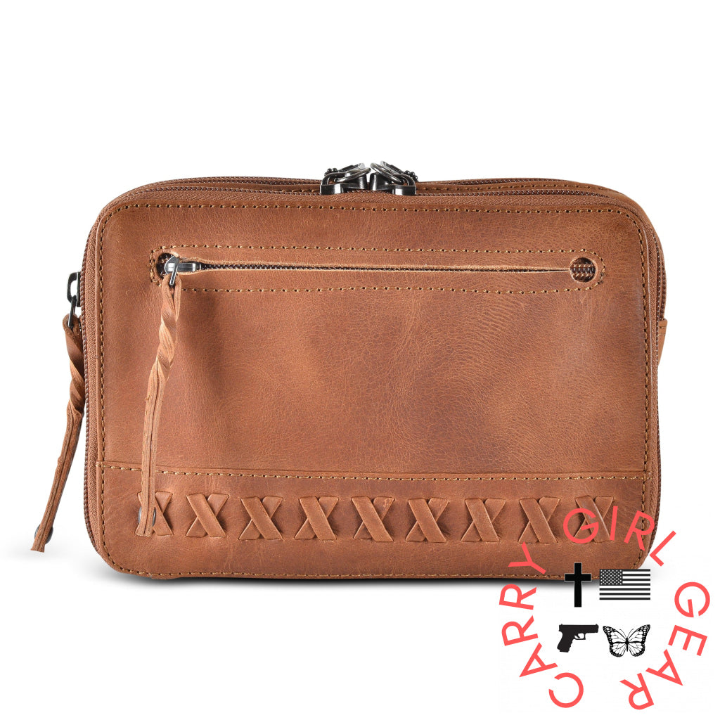 Concealed Carry Kailey Leather Purse Pack By Lady Conceal Cognac Fanny Packs