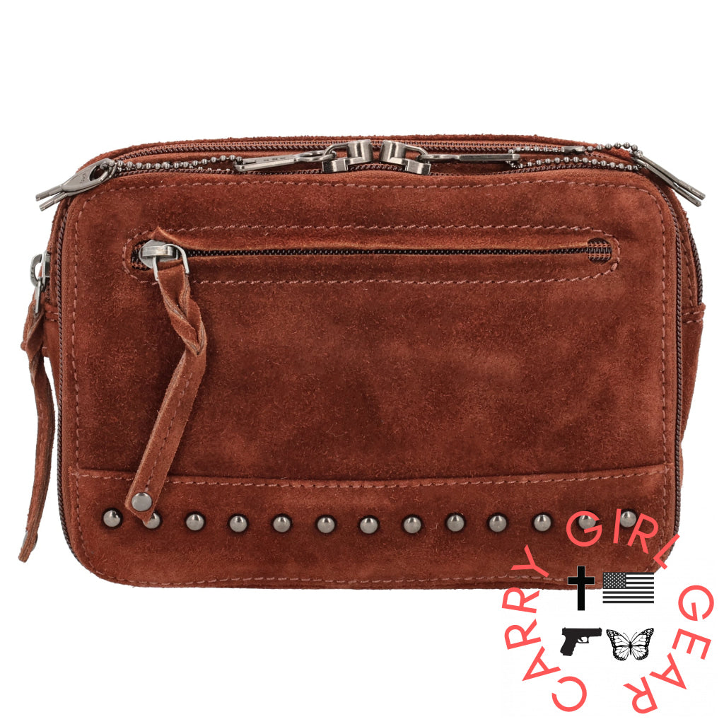 Concealed Carry Kailey Leather Purse Pack By Lady Conceal Dark Brown Suede Fanny Packs