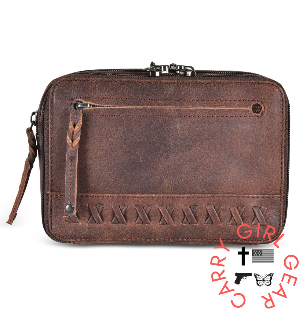 Concealed Carry Kailey Leather Purse Pack By Lady Conceal Mahogany Fanny Packs