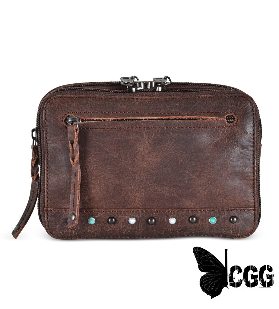 Concealed Carry Kailey Leather Purse Pack By Lady Conceal Mahogany With Studs Fanny Packs