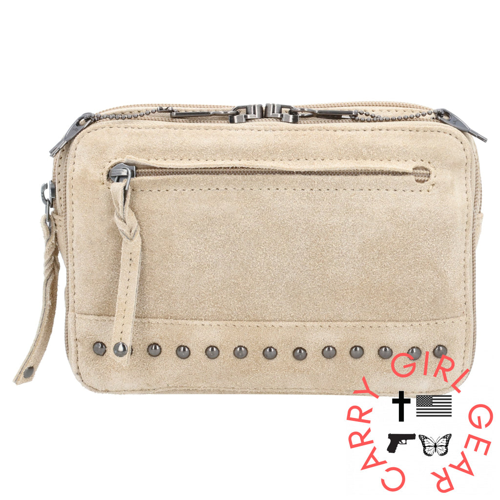 Concealed Carry Kailey Leather Purse Pack By Lady Conceal Sand Suede Fanny Packs