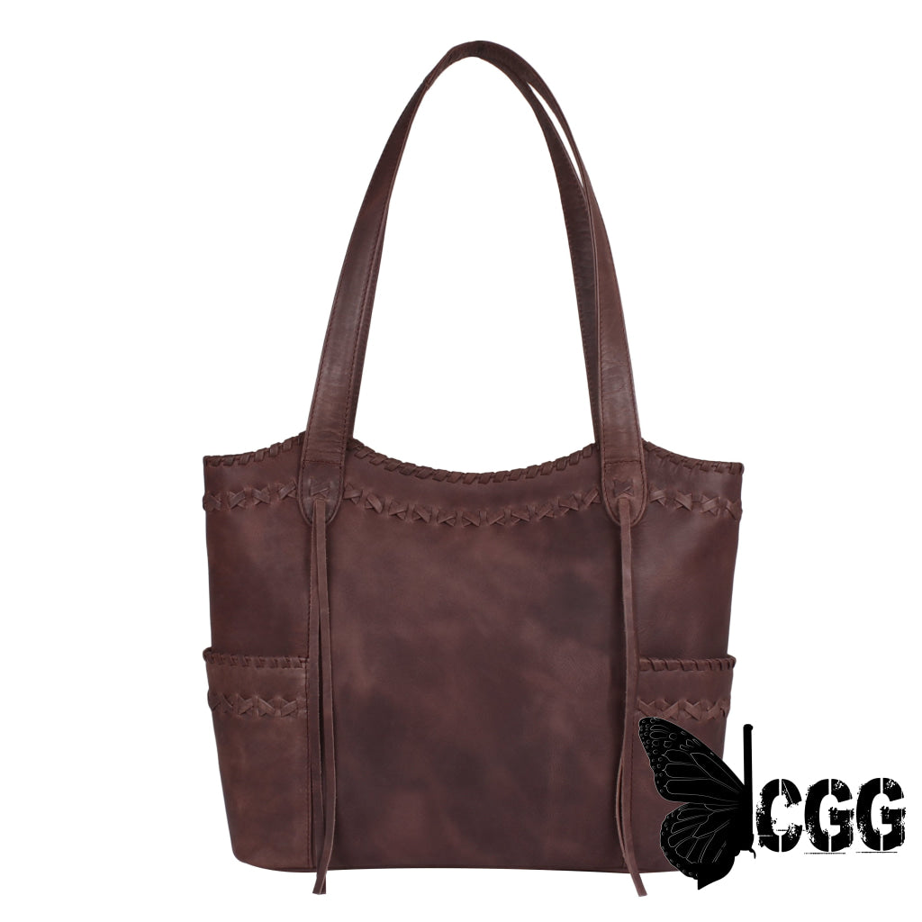 Concealed Carry Kendall Leather Tote By Lady Conceal Mahogany Totes