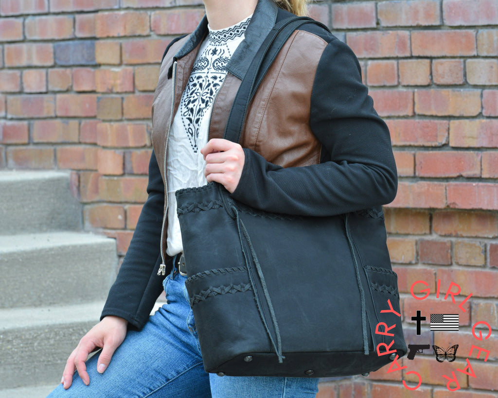 Concealed Carry Kendall Leather Tote By Lady Conceal Totes